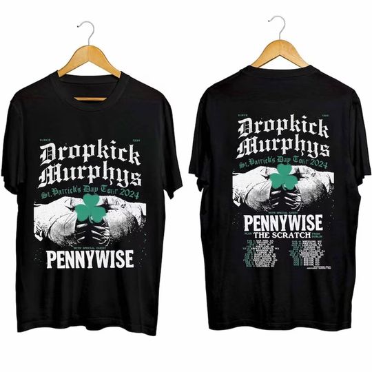 Discover Dropkick Murphys St. Patricks Day Tour 2024 Shirt, Dropkick Murphys Band Fan Shirt