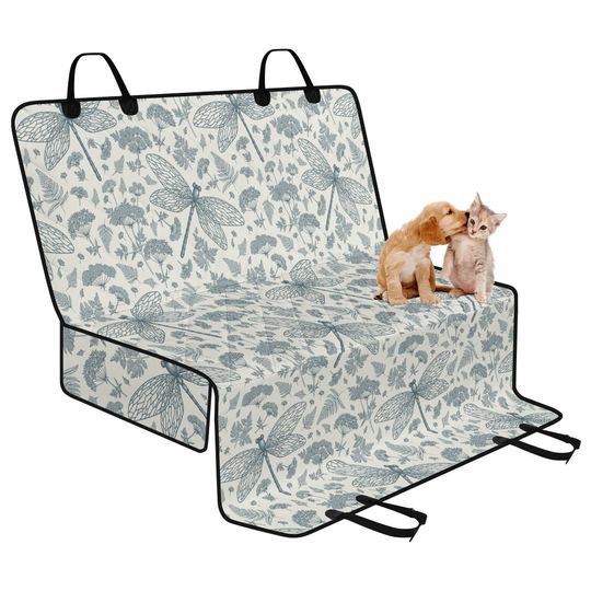 Discover Elegant Dragonfly White Car Back Seat Cover