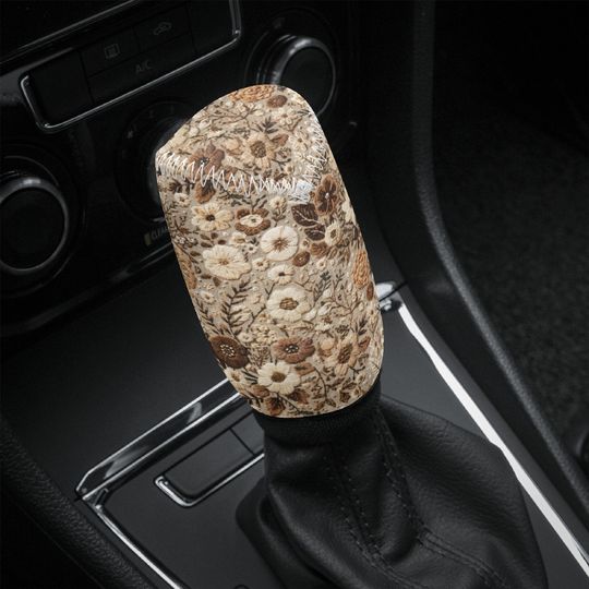 Discover Boho Floral Hazel Shift Knob Cover for Women, Earthy Floral Shifter Gear Cover
