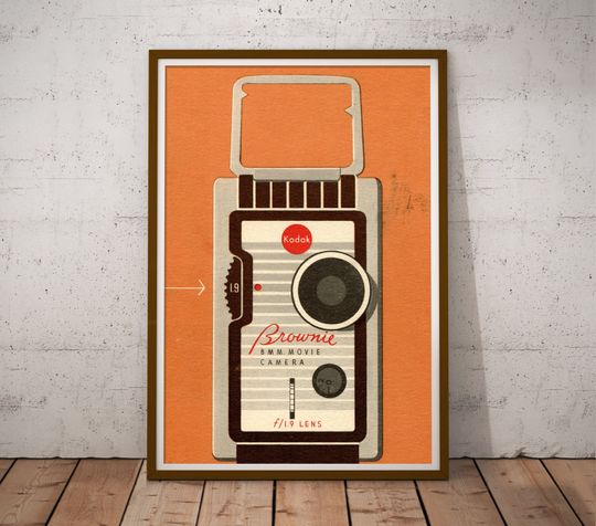 Discover 1955 Brownie Movie Camera Poster, Vintage Film Poster