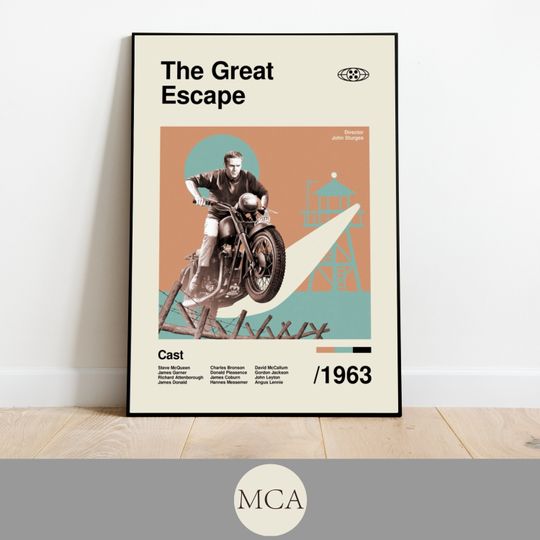 Discover The Great Escape Mid-Century Art Poster Film Wall Art Minimalist Movie Posters