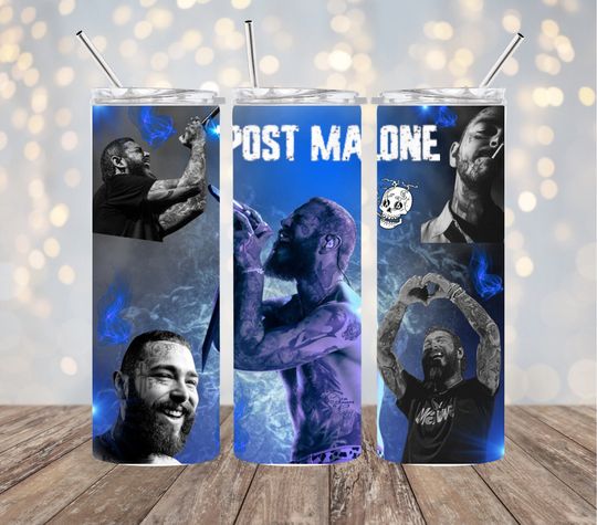 Discover Post Malone Multicolored Tumbler with Lid and Straw