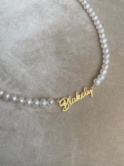 Discover Custom Silver Name Pearl Necklace
