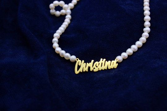Discover Custom Pearl Name Necklace, Pearl Necklace, Gift for her