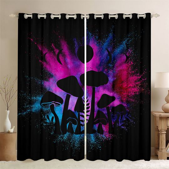 Discover Handmade Mushroom Curtains, Fungus Plant Window Curtain Set