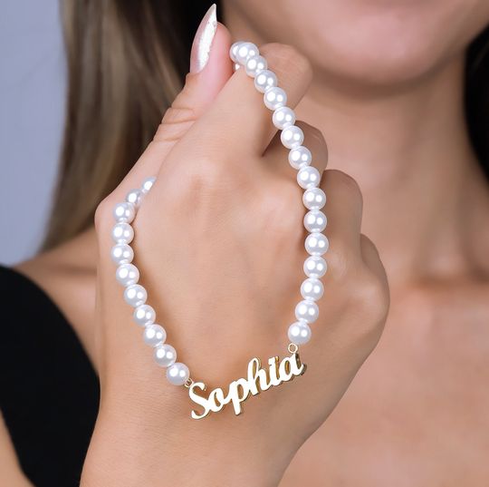Discover Custom Name Pearl Necklace, Name Pearl Necklace, Personalized Gifts, Mothers Day Gift