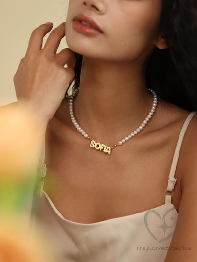 Discover Custom Name Pearl Necklace, Name Pearl Necklace, Personalized Gifts, Mothers Day Gift