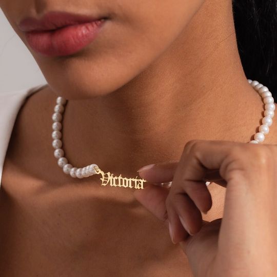 Discover Custom Name Pearl Necklace, Name Pearl Necklace, Personalized Gifts, Mothers Day Gift