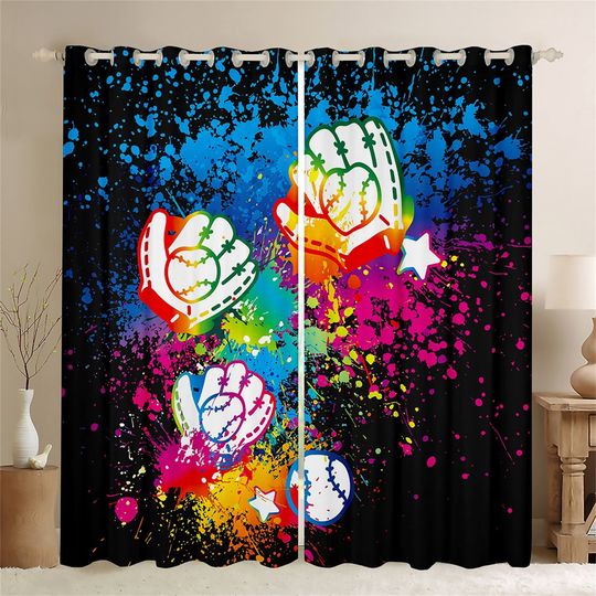 Discover Baseball Gloves Window Curtains, Sports Ball Game Curtain Set