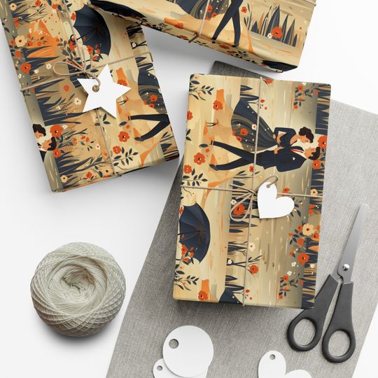 Discover Romantic Wrapping Paper Dancing in the Rain Lover Gift Wrap