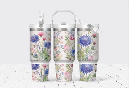 Discover Floral 30 Oz Flip Straw Tumbler With Handle