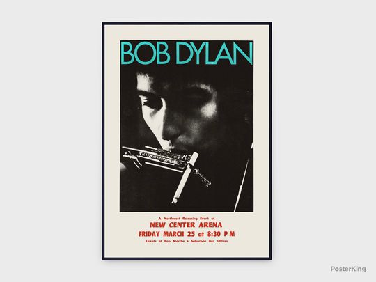 Discover Bob Dylan New Center Arena Seattle 1966 Concert Vintage Poster