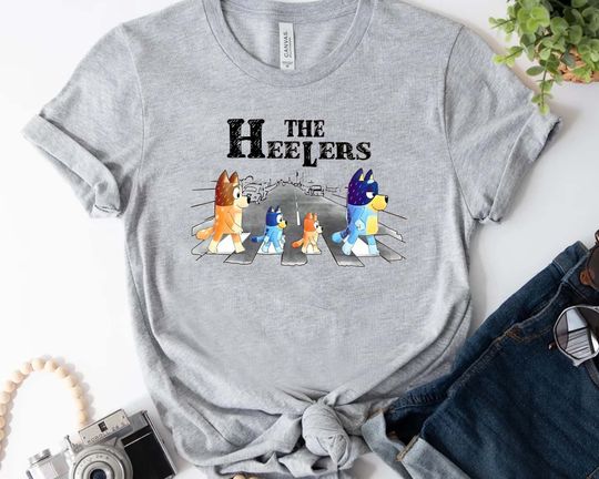 Discover The Heelers Crossing Abbey Road Shirt, BlueyDad Family Matching Shirt, BlueyDad Birthday Shirt