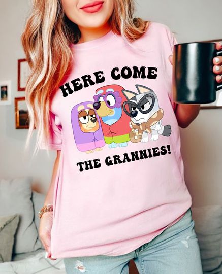 Discover Here Come The Grannies Shirt, Blue Dog and Bingo Shirt, Family Matching Shirt, Grannies Shirt