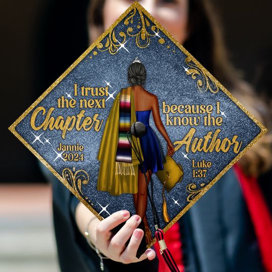 Discover Custom God Bible Verse Graduation Cap Topper, Personalized Christian Grad Cap Topper