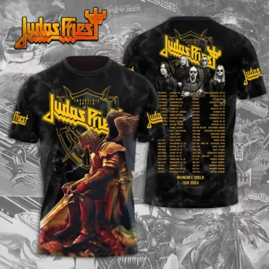 Discover Judas Priest Band Invincible Shield 2024 Tour 3D T-Shirt