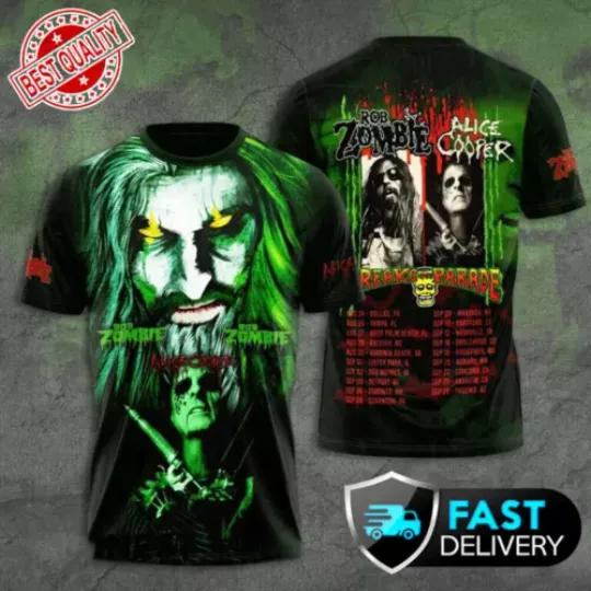 Discover Rob Zombie and Alice Cooper Freaks on Parade Tour 3D Shirt