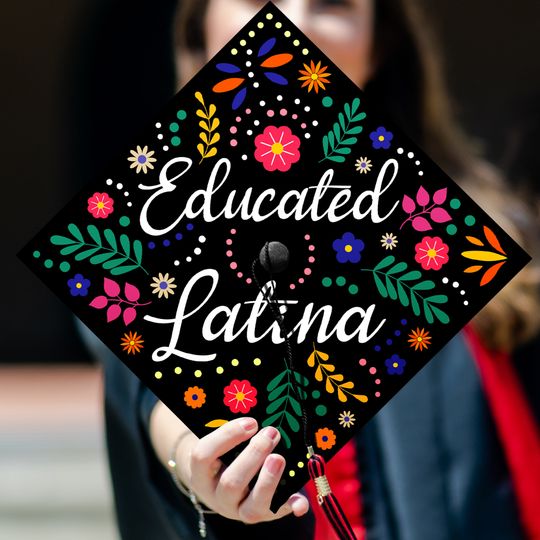 Discover Educated Latina Printed Grad Cap Topper, Mexican Grad Cap Topper