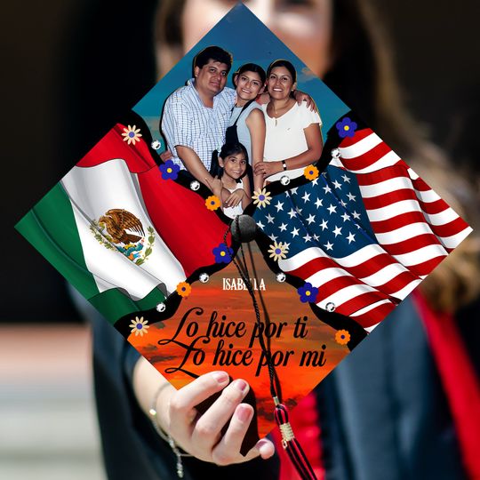 Discover Lo hice por ti lo hice por mi Graduation Cap, Custom Family Photo Cap Decoration