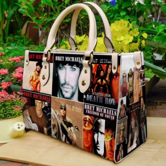 Discover Bret Michaels Women Leather Hand Bag Custom Leather Bag