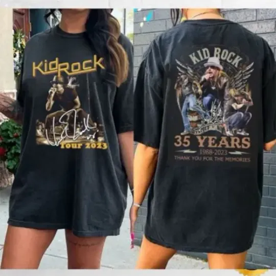Discover Kid Rock World Tour 2023 T Shirt Kid Rock For Fan Black Cotton T-Shirt