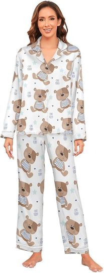 Discover Cute Teddy Bear Star Pajama Set