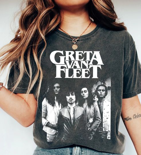 Discover Rock Band Greta Van Fleet Shirt, Graphic Greta Van Fleet Starcatcher World Tour 2024 Mineral wash tshirt