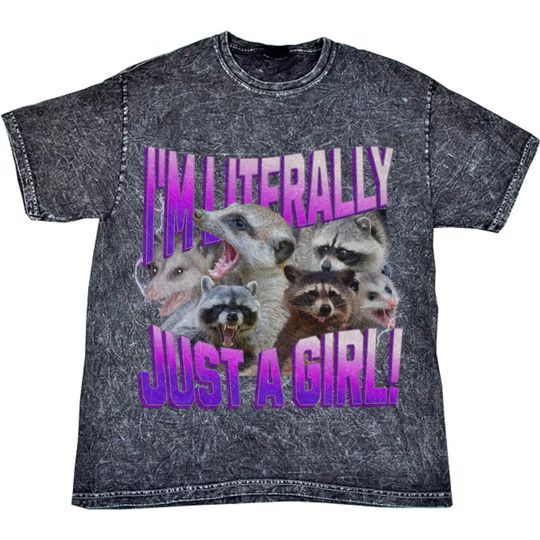 Discover I'm Literally Just A Girl Screaming Animal Meme Vintage Mineral Wash T-Shirt