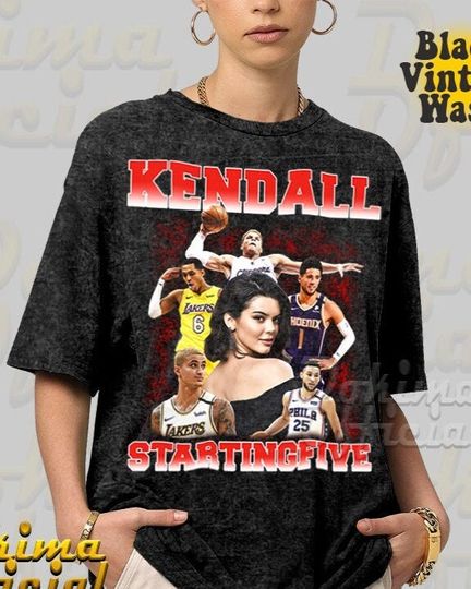 Discover Vintage Wash Kendall Starting Five Shirt, Hip Hop Graphic Tee