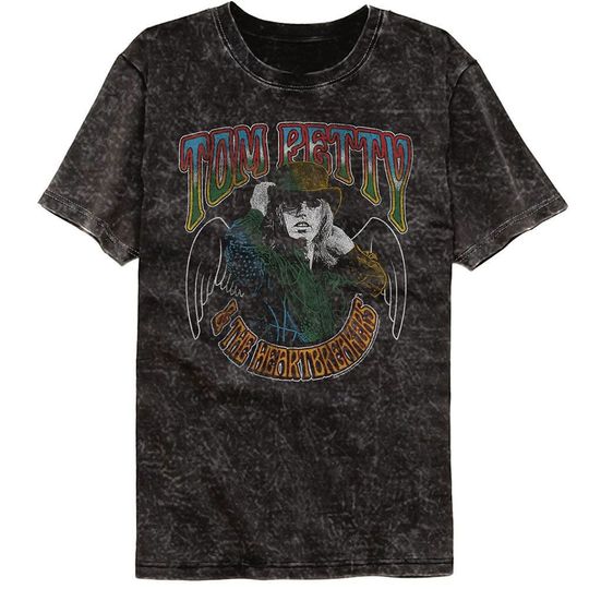 Discover Tom Petty With Wings Mineral Wash Black T-Shirt