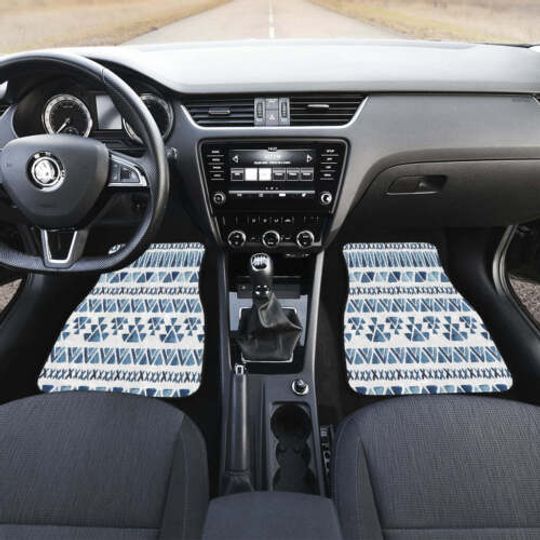 Discover Blue Ethnic Aztec Pattern Boho Chic Bohemian Car Floor Mat Front with Back