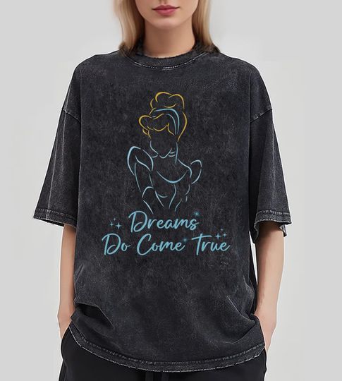 Discover Cinde Portrait Line Art Dreams Do Come True Mineral Wash T-Shirt