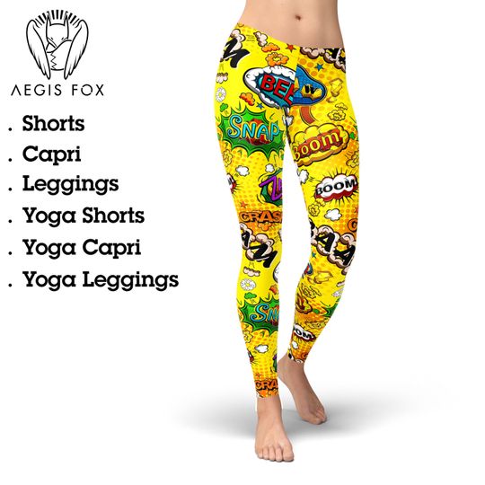 Discover Comic Print Leggings For Women, Graffiti Leggings, Printed Tights, Fun Print Leggings