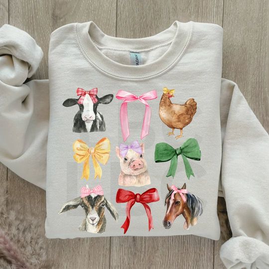 Discover Farm Animals Coquette Farm Sweatshirt, Gifts for Her, Mother's Day Gifts