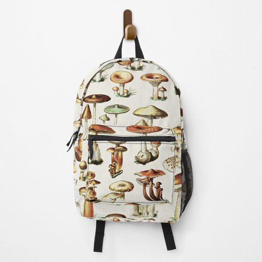 Discover Champignon I Vintage French Mushroom Chart by Adolphe Millot Backpack