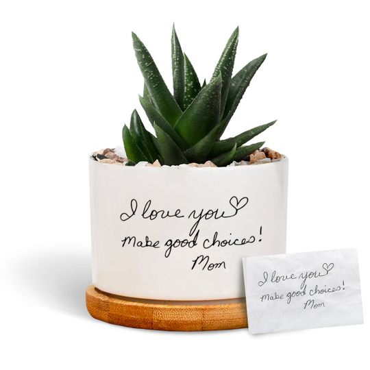 Discover Custom Handwriting Flower Pot for Mom, Personalized Your Handwritten Message Planter Pot, Mothers Day Gift, Grandma Gift from Kids