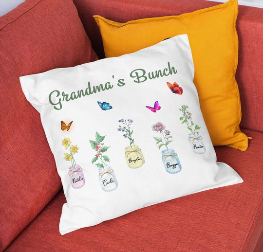 Discover Personalized Mother's Day Gift, Gift For Grandma, Custom Pillow With Birth Flower