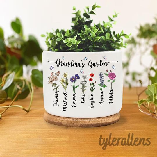 Discover Personalized Grandma's Garden Mini Flower Pot, Birth Month Flower Family