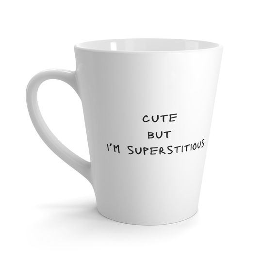 Discover Superstitous Latte Mug, Cute Cup, Funny Mug, Gag gift