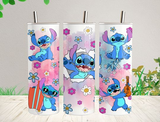 Discover Tie Dye Color Daisy Flower Summer Lilo Tumbler with Lid and Straw