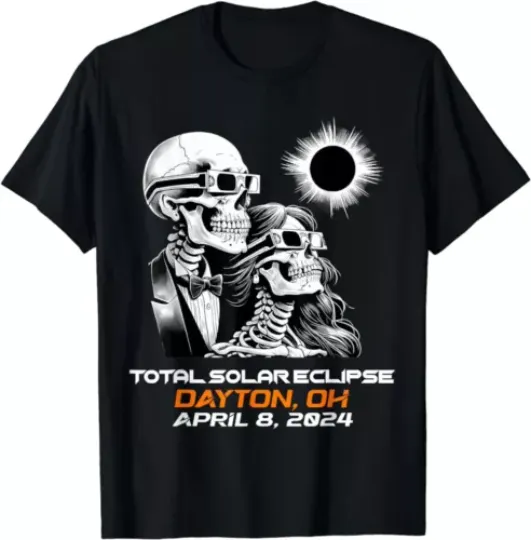 Discover Skeleton Couples Total Solar Eclipse Dayton Ohio April 2024 T-Shirt