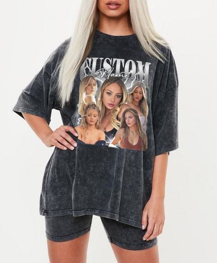 Discover Vintage 90s Custom Your Own Photo Shirt, Add Your Name Washed T-shirt
