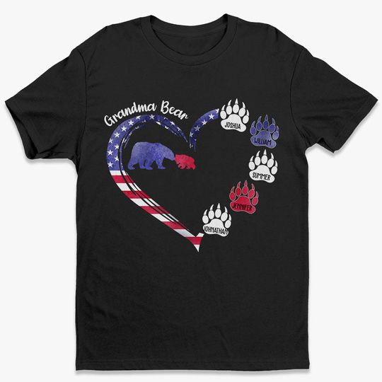 Discover Mama Bear Patriotic Heart - Gift For 4th Of July - Personalized Unisex T-Shirt