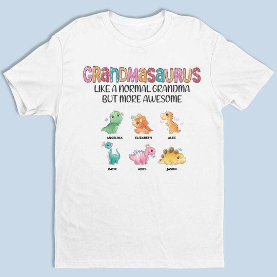 Discover Awesome Grandmasaurus & Dino Kids - Family Personalized Custom Unisex T-shirt