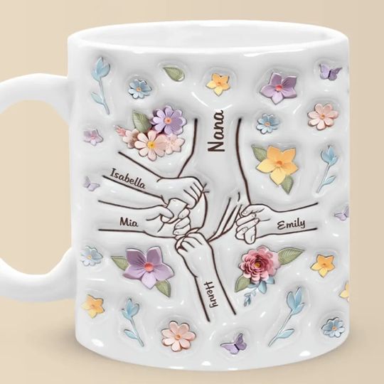 Discover Mom, You Hold My Hand, Also My Heart - Family Personalized Custom 3D Inflated Effect Printed Mug - Mother's Day, Gift For Mom, Grandma