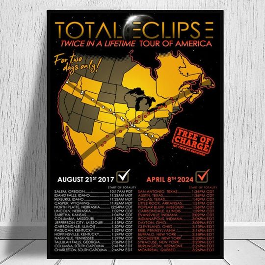 Discover Total Solar Eclipse 2024 Twice in a Lifetime Poster