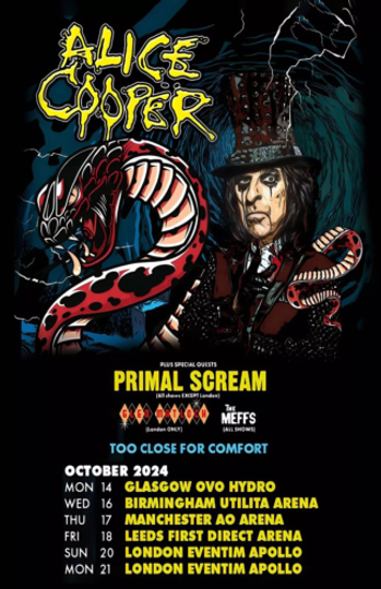 Discover Alice Cooper 2024 UK Tour Concert Poster
