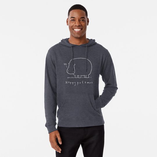 Discover Happypotamus - Pale print for dark t-shirts Lightweight Hoodie