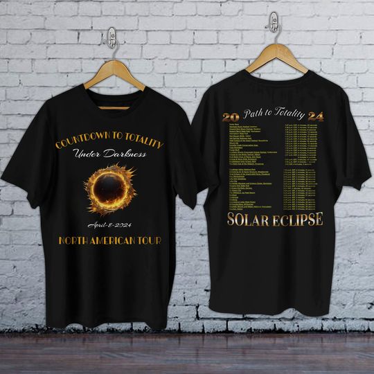 Discover Total Solar Eclipse Shirt April 8th 2024, Rock Concert Tour Tee Path