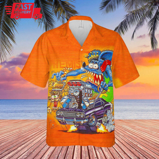 Discover Rat Fink Button Shirt Hot Rod Unisex Hawaiian Shirt